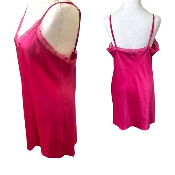 90'S STYLE Y2K AESTHETIC BARBIE PINK LACE TRIM SLIP NIGHTIE DRESS MEDIUM INC - Picture 3 of 5